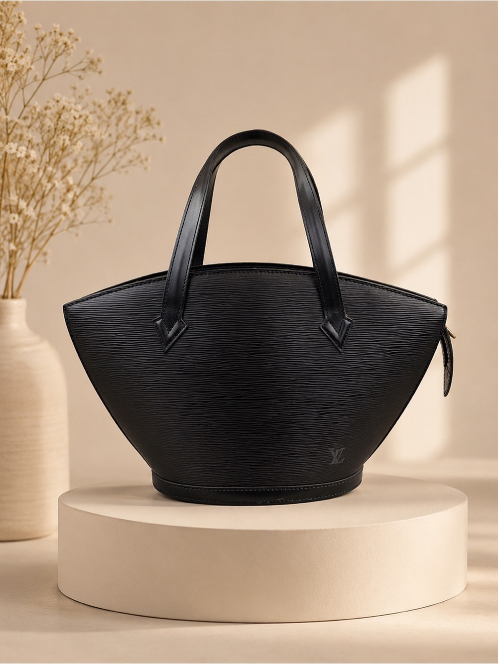 Louis Vuitton Epi Saint Jacques PM Black Epi Leather Tote Bag Vintage Authentic
